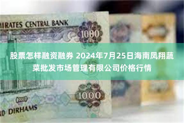 股票怎样融资融券 2024年7月25日海南凤翔蔬菜批发市场管理有限公司价格行情